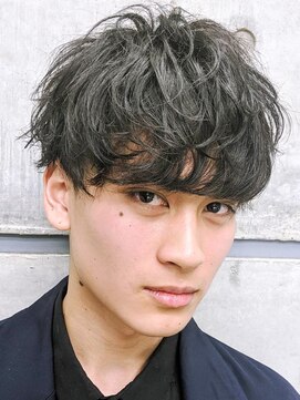 オーシャントーキョー ホワイト 原宿(OCEAN TOKYO WHITE) メンズツーブロック黒髪無造作パーマショートマッシュ