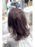 脱白髪染め　ピンクグレージュ　白髪ぼかし