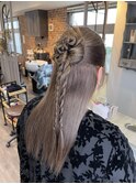結婚式お呼ばれカチモリハーフアップセット