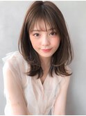 艶感こなれヘア愛され前髪メルティカラーウェーブミディアム