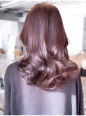 美髪ミディアムレイヤーカットデジタルパーマチェリーブラウン