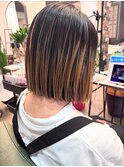 バレイヤージュグラデーション アンブレラカラー ブリーチ 30代