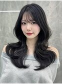 韓国前髪　くびれヘア　夏のヘアアレンジ