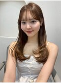 顔周りレイヤーカットロングレイヤーボブ韓国ヘアハッシュカット