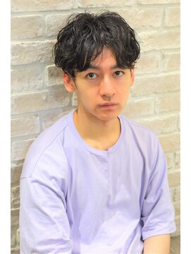 美容室ピュール(PUUR) 黒髪×スパイラルパーマ×マッシュ/センターパート/コンマヘア