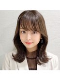 くびれミディ　フェザーバング　中韓　シナモンベージュ