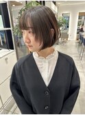 【馬場】大人かわいい黒髪前下がりボブ耳かけ前髪あり