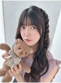 シースルーバング編みたらしヘア