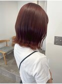 くびれミディアムボブ暖色カラー＊ブリーチなしチェリーブラウン