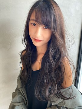 レヴリー(reverie) 海外ロングレイヤーヘア暗髪ダークグレー黒髪ヘア色気バング大阪