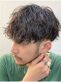 大分ツイストスパイラルパーマメンズカットラウンドマッシュ