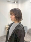 アプリコットオレンジくしゅっと動くショートウルフ