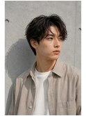 韓国風ニュアンスセンターパートショート×黒髪マッシュスタイル