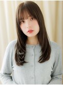 透明感ダークアッシュサイドバング韓国風レイヤーカット20代bs3