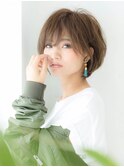 大人かわいいブルージュ小顔モードボブアシメショート