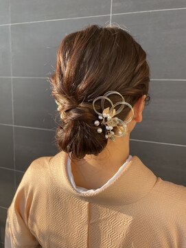 アチーブ ヘア デザイン(achieve hair design) 大人和装ヘアセットシニヨンお団子ヘア水引きアレンジ