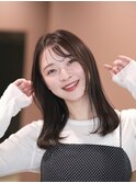 イメチェン　ミディアムレイヤー　フルバング　美髪　ワンカール