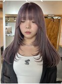ブリーチ/レイヤーカット/こなれミディ/韓国/ダブルカラー/前髪