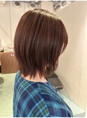 ラベンダーブラウンボブレイヤーカット