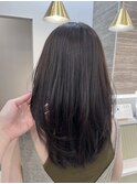 艶髪　ピンクベージュ　髪質改善　質感ストレート　顔周り