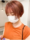 **シースルーバング*ショート*ピンクオレンジ**