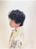 スパイラルパーマ×ウルフ/理容室/バーバー/メンズ/渋谷/表参道
