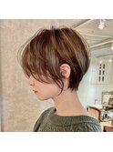 大人綺麗な小顔襟足スッキリショートボブ　30代40代50