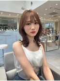 ふんわりカールの外ハネくびれショコラアッシュミディ