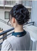 ヘアセット/ハーフアップ編み込みヘアアレンジ/池袋駅/個室