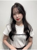 暗髪グレージュ×レイヤーカット(新宿/韓国/おくれ毛/前髪)