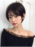 大人可愛いピクシーカット ベリーショート 黒髪丸みショートボブ