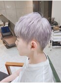 シルバーカラーツーブロックマッシュ 韓国マッシュ
