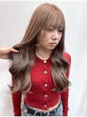 くびれ巻き 顔周りレイヤー 韓国風巻き ミルクティベージュ 20代