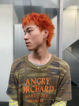 アース 高円寺店(HAIR & MAKE EARTH) マレットヘアとビビットオレンジ｛@02st96｝