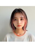 伸ばし中ボブ×インナーカラー/ダブルカラー/ボブ/韓国/ブリーチ