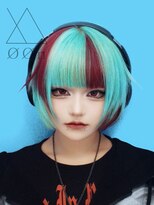 オーン(OOn)&nbsp;ミント×レッドのボブウルフ