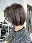 くびれショートボブ40代50代グレイカラー白髪染め白髪ぼかし