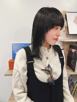 ネイヴィル オモテサンドウ(navile omotesando) ブリーチなしネイビーグレーマッシュバング