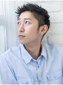 短髪アップバングサイドパートショート