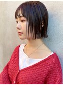 ボブ/切りっぱなしボブ/アッシュ/グレージュ/ぱつっと/暗髪