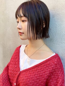 ディッセンバー 渋谷(December) ボブ/切りっぱなしボブ/アッシュ/グレージュ/ぱつっと/暗髪