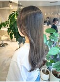 デザインカラーレイヤーカットウェットヘアオリーブベージュ