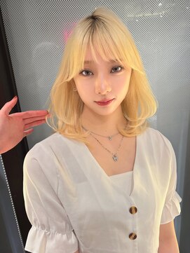 ロンド レア 天神大名店(Lond Le’a) デザインカラー/レイヤーカット/ウェットヘア/オリーブベージュ