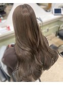 ヘーゼルオリーブホワイトブロンドダブルカラーレイヤーカット