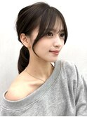 20代30代40代◎前髪パーマ韓国風巻きくすみベージュお団子ヘア