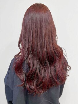 サニー美容室 ラベンダーピンク 艶カラー カシスピンク ロングヘア 20代30代