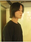 メンズボブウルフメンズミディアムレイヤーカットメンズウルフ