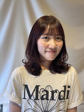 ココカラヘアー ニコ(cococara hair nico) ミディアムレイヤー/顔周りレイヤー/カシスレッド