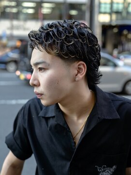 ブロートーキョーバーバーショップ 神田2nd(Bro Tokyo BARBERSHOP) ニュアンスパーマ マレットスタイルテーパーフェード
