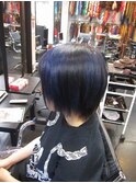 ネイビーブルー＆ブラック　ランダムヘアカラー